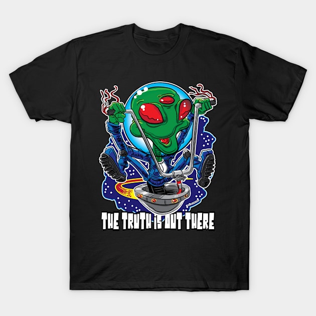 The Truth is Out There Alien UFO with Handlebars T-Shirt by eShirtLabs